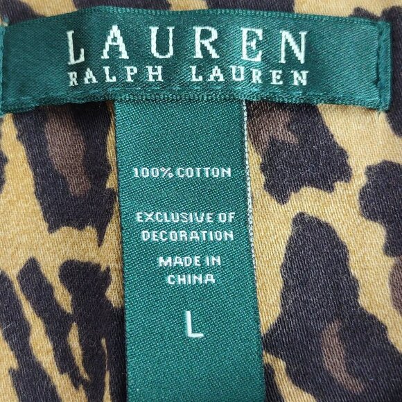 Lauren Ralph Lauren 100% Cotton Embroidered Leopard Print Pajama Sleepwear Sz L - Picture 12 of 13